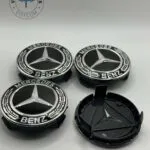 Mercedes Benz 75mm Wheel Center Caps – 4Pcs, Black