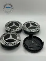 Mercedes Benz 75mm Wheel Center Caps – 4Pcs, Black