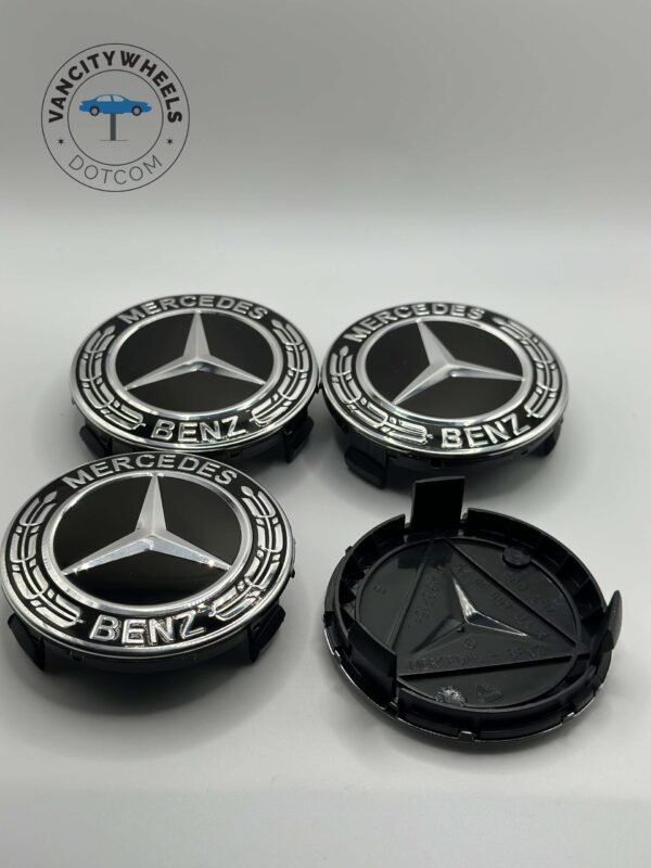 4Pcs 75mm Wheel Center Caps For Mercedes Benz Emblem Logo Wheel Rim Hub Caps Black