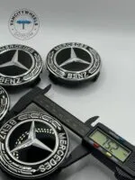Mercedes Benz 75mm Wheel Center Caps – 4Pcs, Black - Image 2
