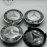 Mercedes Benz 75mm Wheel Center Caps 4Pcs, Dark Blue