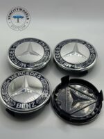 Mercedes Benz 75mm Wheel Center Caps 4Pcs, Dark Blue