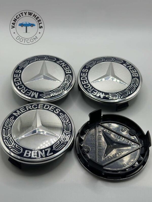 4Pcs 75mm Wheel Center Caps For Mercedes Benz Emblem Logo Wheel Rim Hub Caps Dark Blue