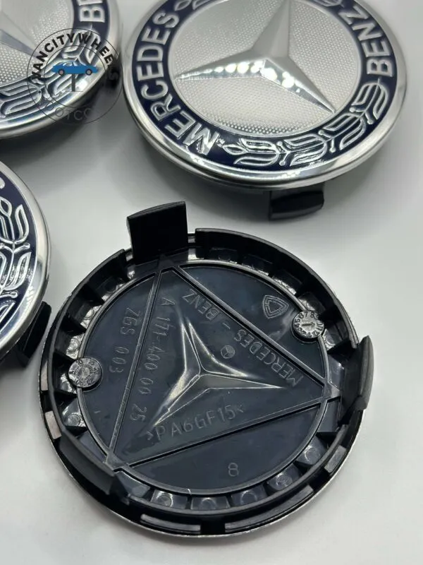 Mercedes Benz 75mm Wheel Center Caps – 4Pcs, Dark Blue - Image 2