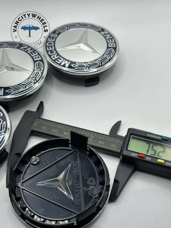 Mercedes Benz 75mm Wheel Center Caps – 4Pcs, Dark Blue - Image 3