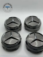 Mercedes Raised CenetrCaps – 75mm, 4Pcs, Dark Grey, OEM Fit - Image 3