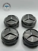 Mercedes Raised CenetrCaps – 75mm, 4Pcs, Dark Grey, OEM Fit - Image 3