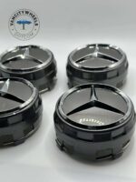 Mercedes Raised CenetrCaps – 75mm, 4Pcs, Dark Grey, OEM Fit - Image 2