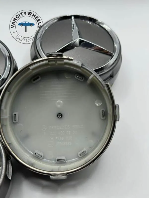 Mercedes Raised CenetrCaps – 75mm, 4Pcs, Dark Grey, OEM Fit - Image 4