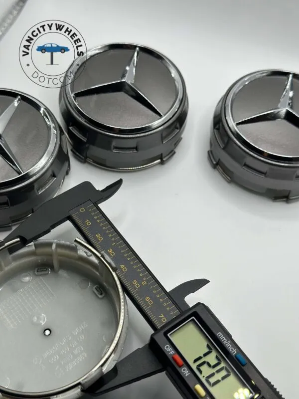 Mercedes Raised CenetrCaps – 75mm, 4Pcs, Dark Grey, OEM Fit - Image 5