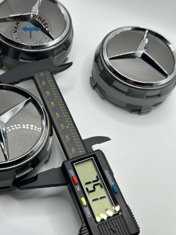 Mercedes Raised CenetrCaps – 75mm, 4Pcs, Dark Grey, OEM Fit - Image 6