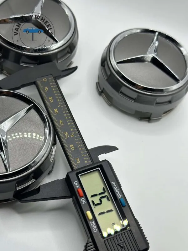 Mercedes Raised CenetrCaps – 75mm, 4Pcs, Dark Grey, OEM Fit - Image 6