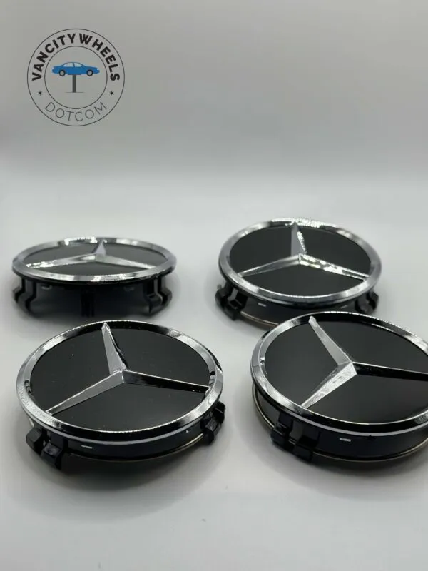4Pcs 75mm Car Wheel Center Hub Cap for Mercedes Benz Glossy Black - Image 2