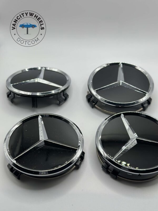 4Pcs 75mm Car Wheel Center Hub Cap for Mercedes Benz Glossy Black