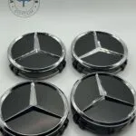 Mercedes Benz 75mm Wheel Hub Caps – 4Pcs, Matte Black