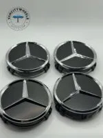 Mercedes Benz 75mm Wheel Hub Caps – 4Pcs, Matte Black