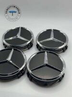 Mercedes Benz 75mm Wheel Hub Caps – 4Pcs, Matte Black - Image 2