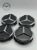 Mercedes Benz 75mm Wheel Hub Caps – 4Pcs, Matte Black - Image 2