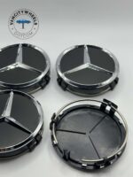 Mercedes Benz 75mm Wheel Hub Caps – 4Pcs, Matte Black - Image 3