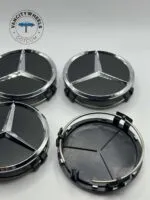 Mercedes Benz 75mm Wheel Hub Caps – 4Pcs, Matte Black - Image 3