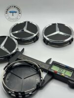 Mercedes Benz 75mm Wheel Hub Caps – 4Pcs, Matte Black - Image 4