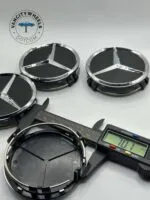 Mercedes Benz 75mm Wheel Hub Caps – 4Pcs, Matte Black - Image 4