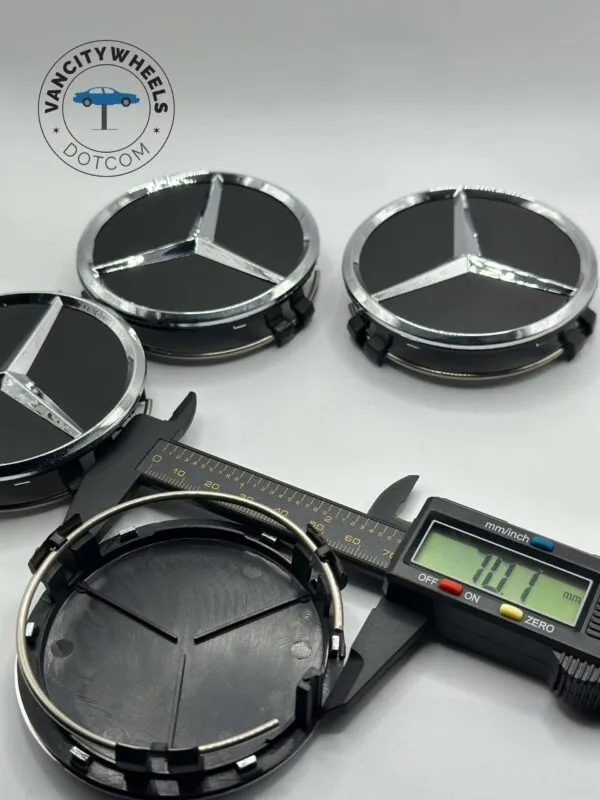 Mercedes Benz 75mm Wheel Hub Caps – 4Pcs, Matte Black - Image 4