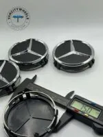 Mercedes Benz 75mm Wheel Hub Caps – 4Pcs, Matte Black - Image 5