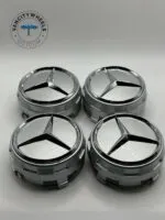 Mercedes Raised Hub Caps 75mm 4Pcs Silver