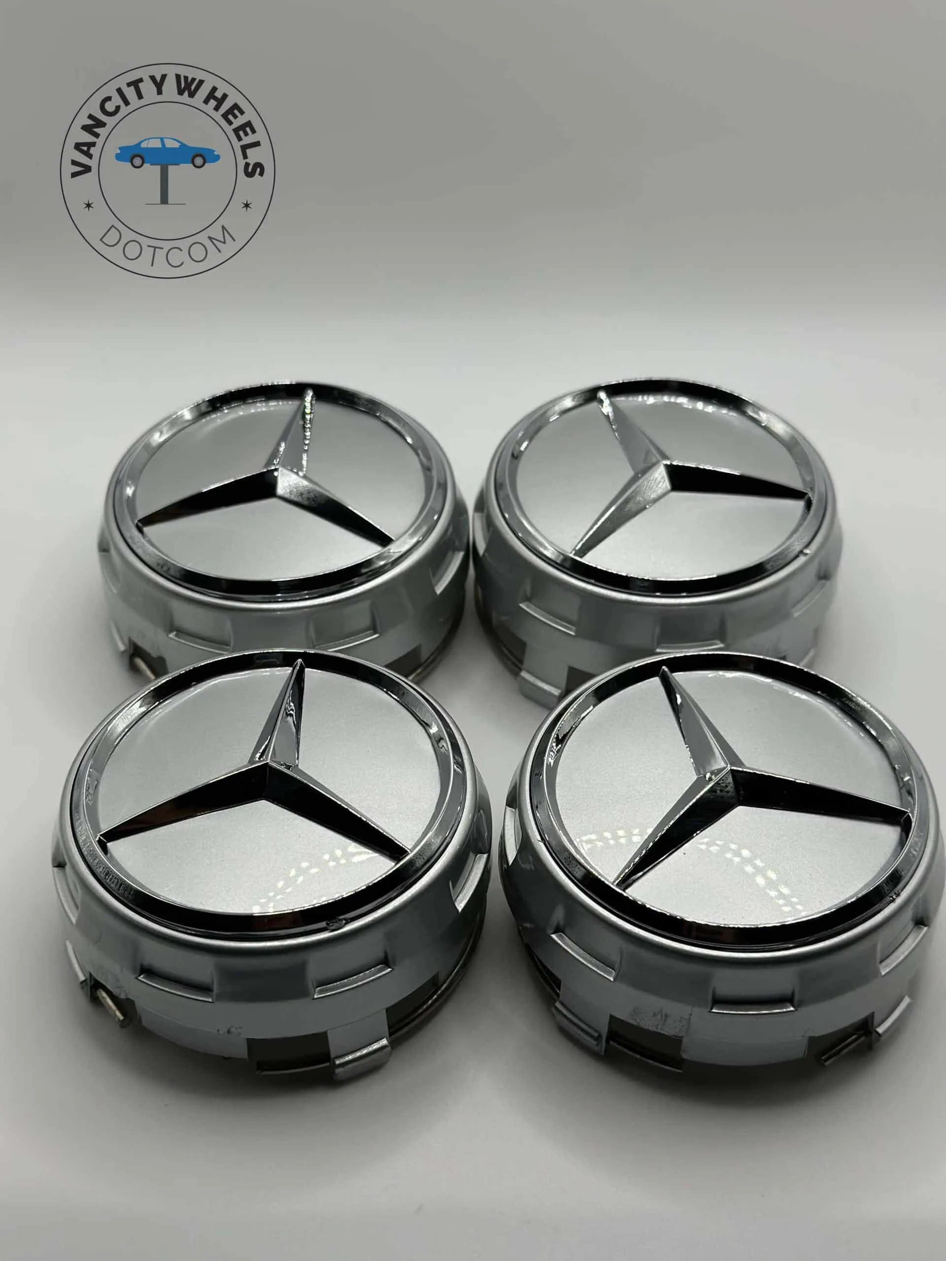 Mercedes Raised Hub Caps 75mm 4Pcs Silver Mercedes Raised Hub Caps 75mm 4Pcs Silver