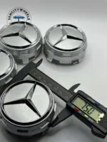 Mercedes Raised Hub Caps – 75mm, 4Pcs, Silver, Factory Match - Image 5