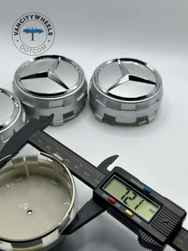 Mercedes Raised Hub Caps – 75mm, 4Pcs, Silver, Factory Match - Image 6