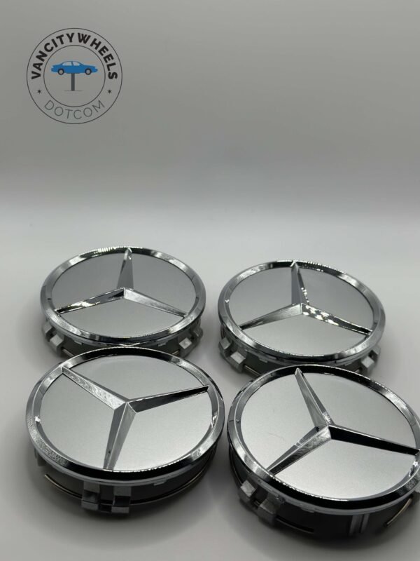 4Pcs 75mm Car Wheel Center Hub Cap for Mercedes Benz Silver Chrome