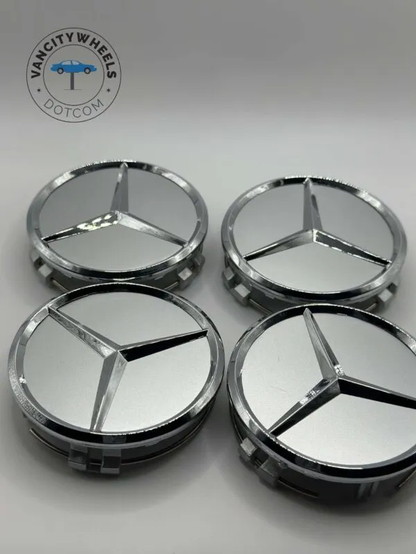 4Pcs 75mm Car Wheel Center Hub Cap for Mercedes Benz Silver Chrome - Image 2