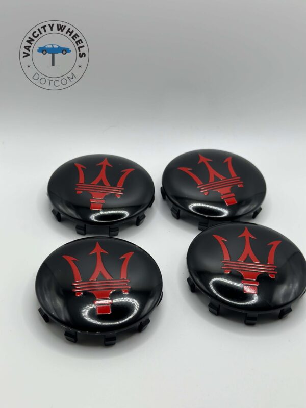 Maserati Wheel Caps – 4Pcs, Black & Red, QP & Ghibli Fit 670025694 - Image 5