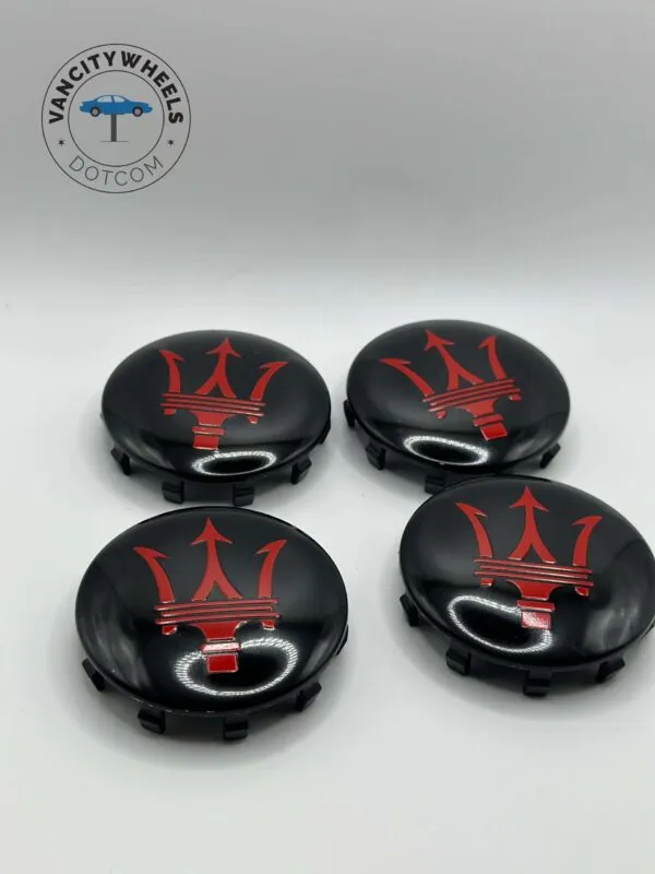 Maserati Wheel Caps – 4Pcs, Black & Red, QP & Ghibli Fit 670025694 - Image 5