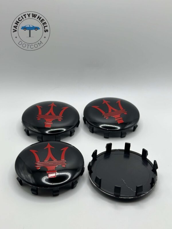 4pcs Maserati Qp & Ghibli Gts Black W/ Red Wheel Center Cap 670025694 New