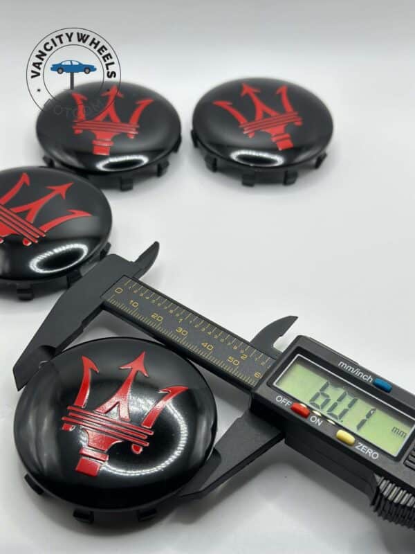 Maserati Wheel Caps – 4Pcs, Black & Red, QP & Ghibli Fit 670025694 - Image 4