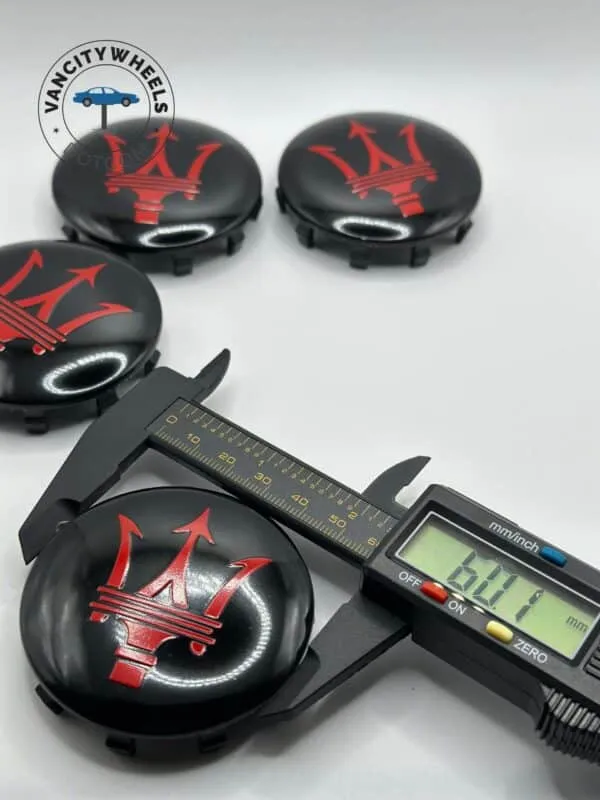 Maserati Wheel Caps – 4Pcs, Black & Red, QP & Ghibli Fit 670025694 - Image 4