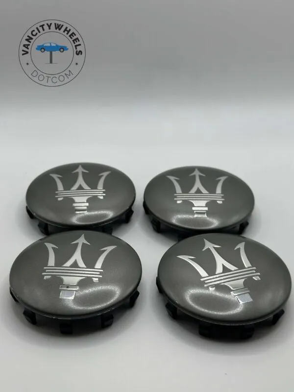 Maserati Wheel Center Caps – 4Pcs, QP/Ghibli, Matte Grey/Silver - Image 2