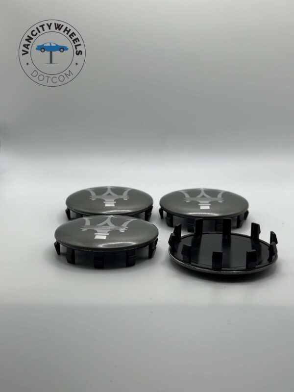 Maserati Wheel Center Caps – 4Pcs, QP/Ghibli, Matte Grey/Silver - Image 4