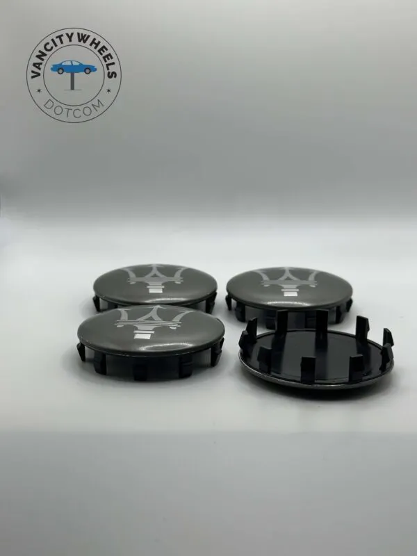 Maserati Wheel Center Caps – 4Pcs, QP/Ghibli, Matte Grey/Silver - Image 4