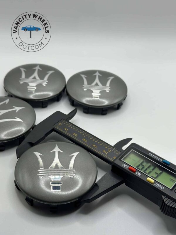 Maserati Wheel Center Caps – 4Pcs, QP/Ghibli, Matte Grey/Silver - Image 6