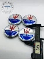 Set Of 4 Chrome/blue Maserati Alloy Wheel Center Caps 60mm, Chrome/blue Center Hub Caps For Maserati Cars 60mm - Image 4