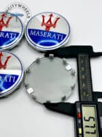 Set Of 4 Chrome/blue Maserati Alloy Wheel Center Caps 60mm, Chrome/blue Center Hub Caps For Maserati Cars 60mm - Image 2