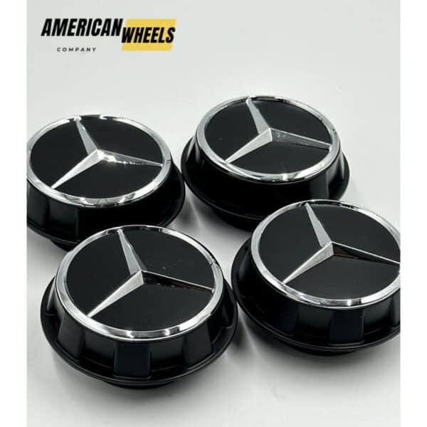 Mercedes 60mm Center Caps Black 2