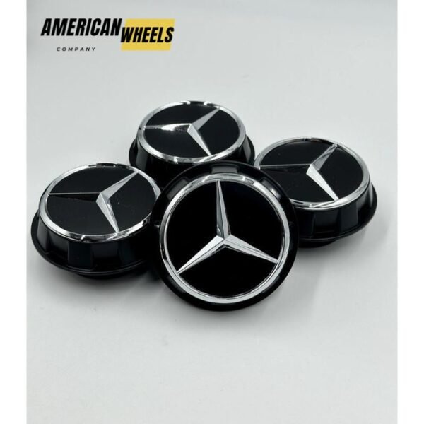 Mercedes 60mm Center Caps Black 3