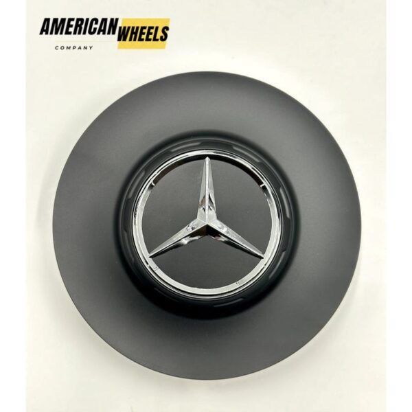 Mercedes Benz S680 Hubcaps – Matte Black with Silver Chrome Logo A2224002300, Perfect 145mm Fit for W222