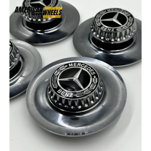 a2224002300 mercedes chrome plates with silver black mercedes caps 4