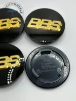 Set of 4 BBS Alloy Wheel Center Caps 69mm – Black & Gold Hub Caps for BBS Wheels - Image 4